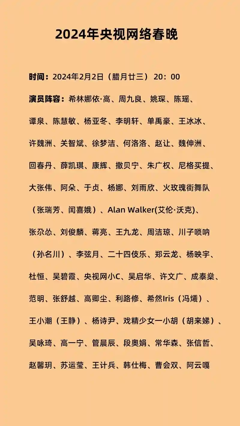 春晚阵容表插图