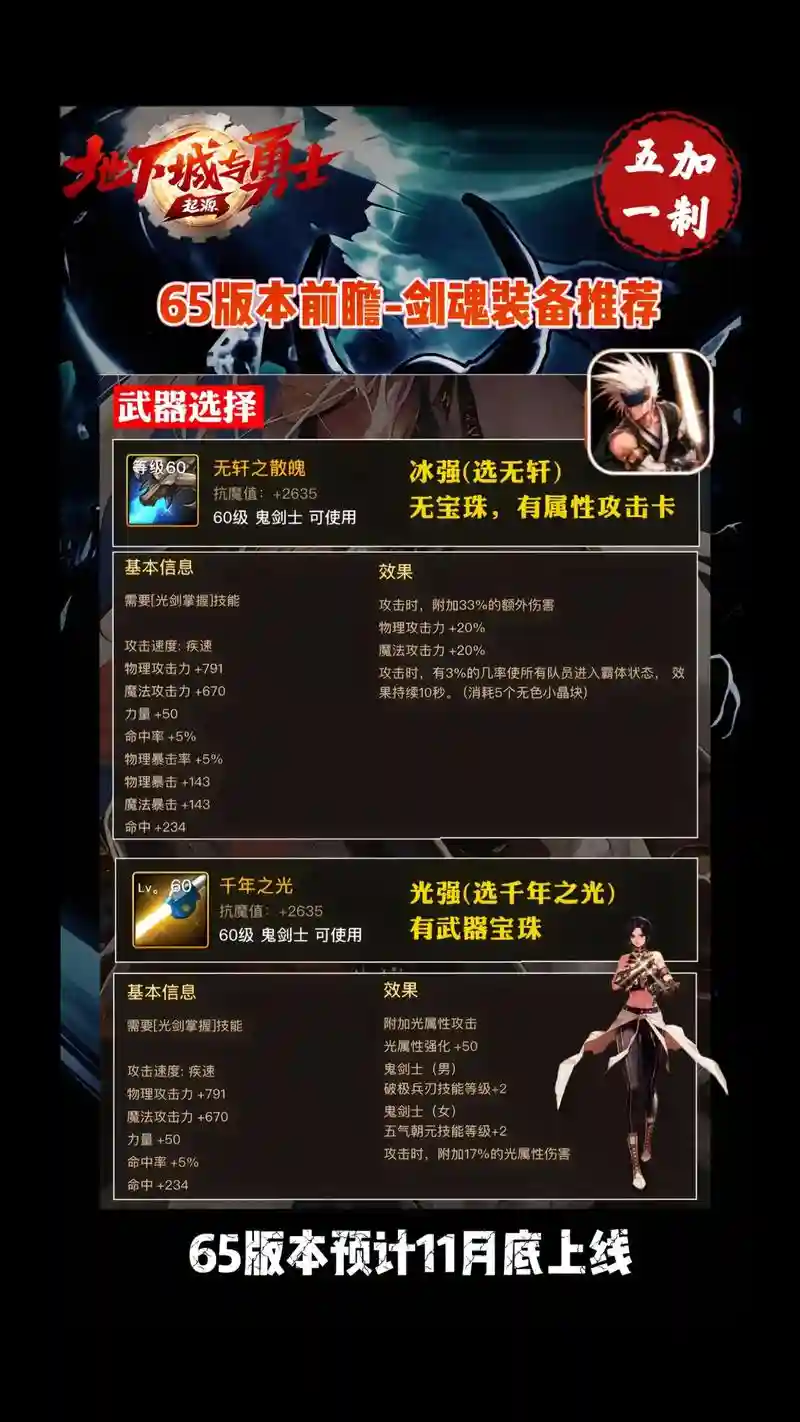 60级剑魂穿什么装备好，60版本剑魂装备搭配插图