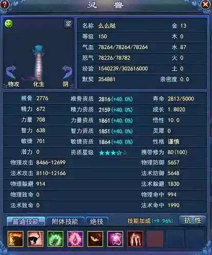 倩女幽魂灵兽出站技能等级，倩女幽魂灵兽最高等级上限插图